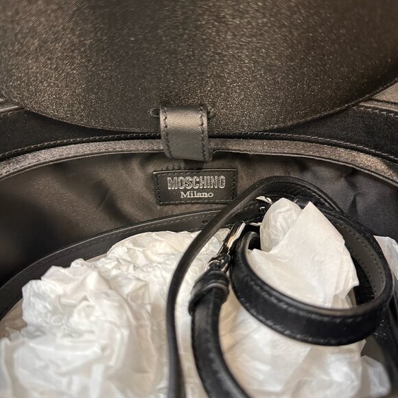 SOLD!SS23 MOSCHINO Couture Jeremy Scott Black Round Top Fedora Hat Shape Handbag - Picture 4 of 9